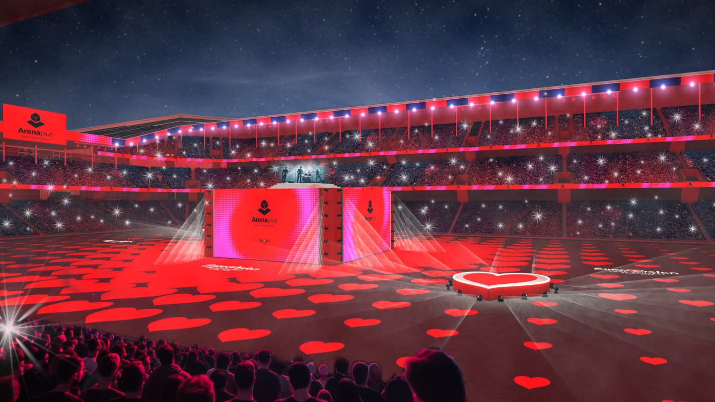 The stage design for the Arena plus pre-show and live viewing